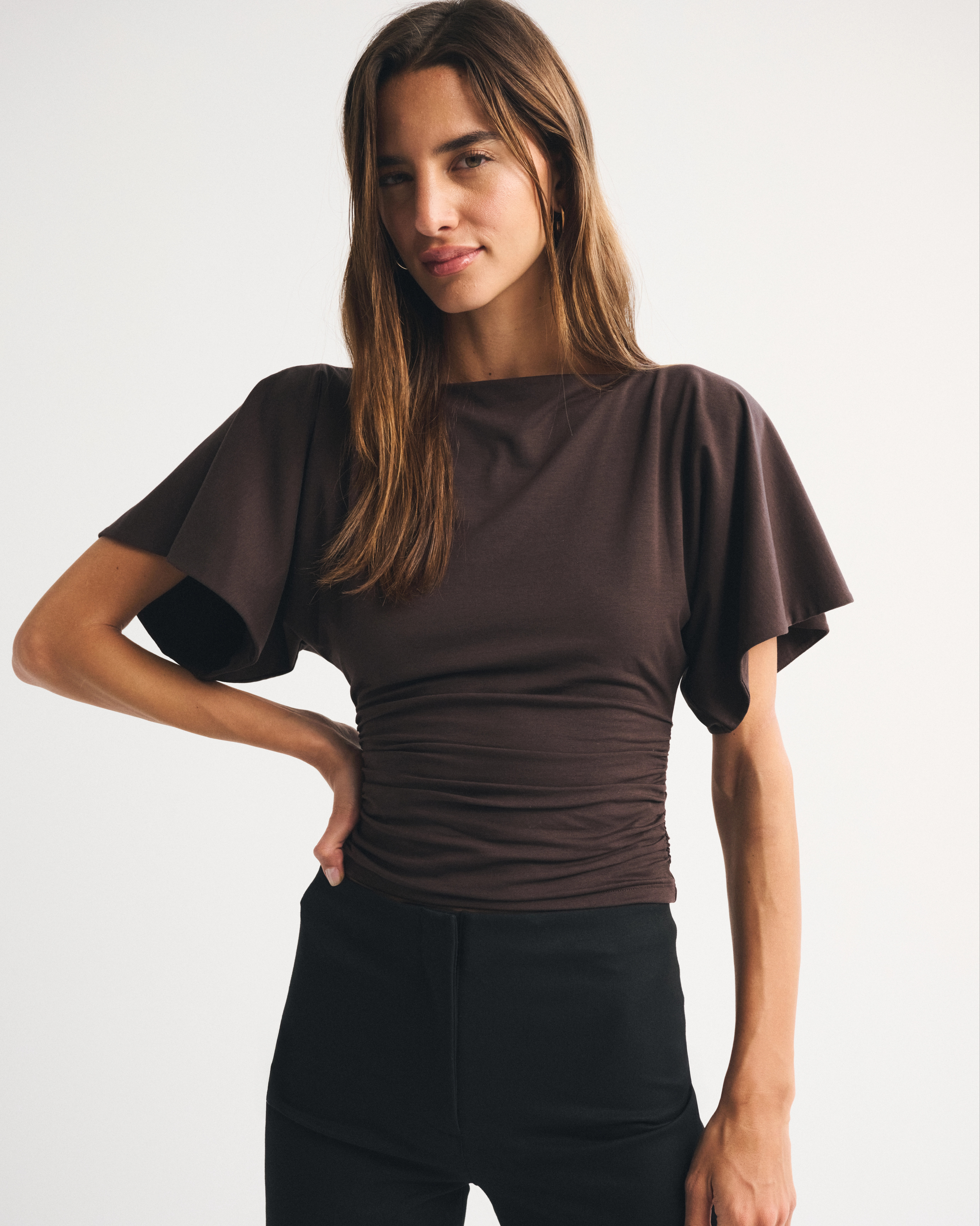 Flutter Sleeve Slash Top | Abercrombie & Fitch (US)