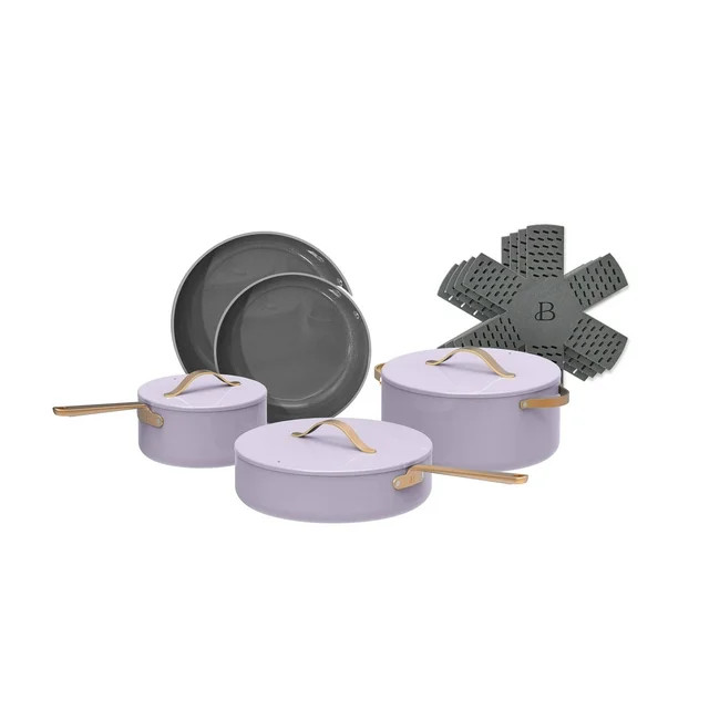 Beautiful 12pc Ceramic Non-Stick Cookware Set, Lavender by Drew Barrymore | Walmart (US)