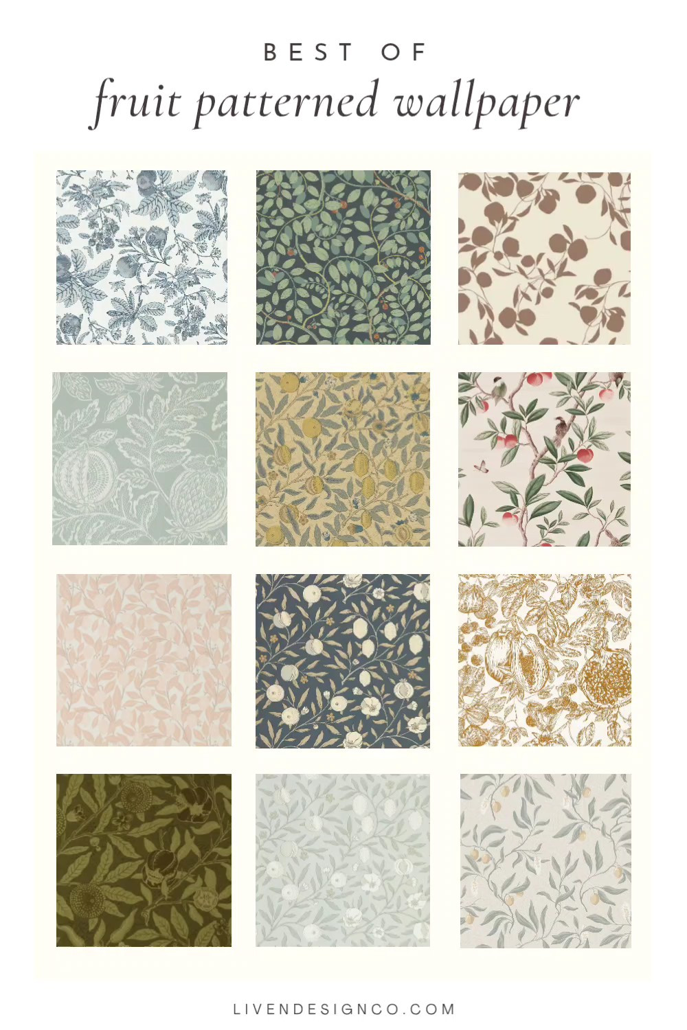Fruit wallpaper. Temporary wallpaper. Removable wallpaper. William Morris wallpaper. Botanical wallpaper. 

#LTKHome #LTKBaby #LTKSeasonal