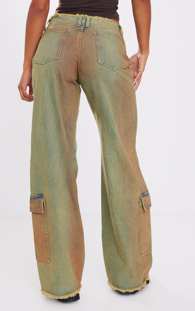 Yellow Tint Frayed Hem Pocket Detail Jeans | PrettyLittleThing UK