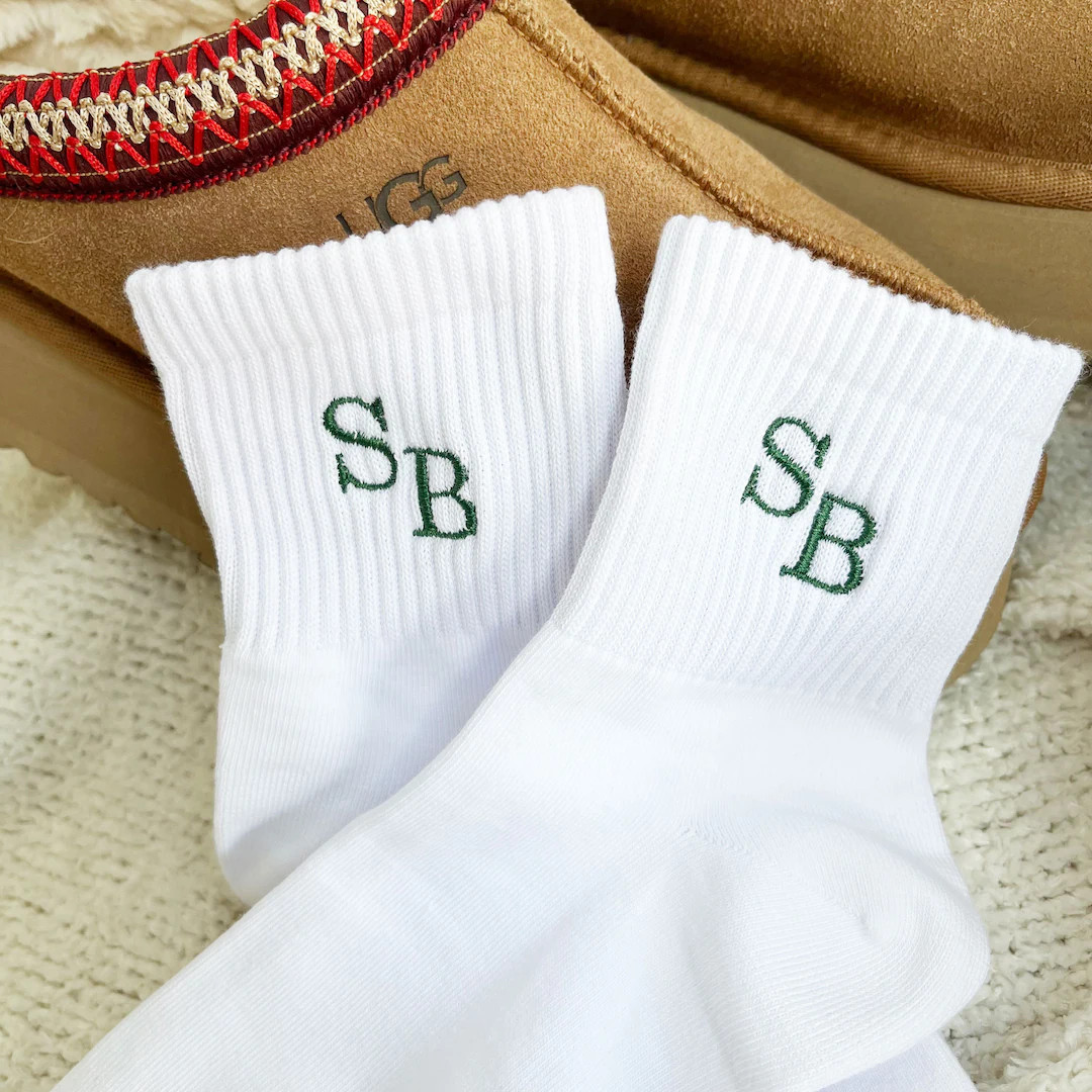 Personalized Staggered Monogrammed Crew Socks | Gift for Her | Bridal Party Gift | Bridesmaid Gif... | Etsy (US)
