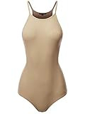 Awesome21 Solid Ribbed High Neck Bodysuit Tan Size M | Amazon (US)