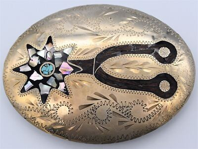 Boot Spur Western Hand Tooled German Silver BM Vintage Belt Buckle  | eBay | eBay US