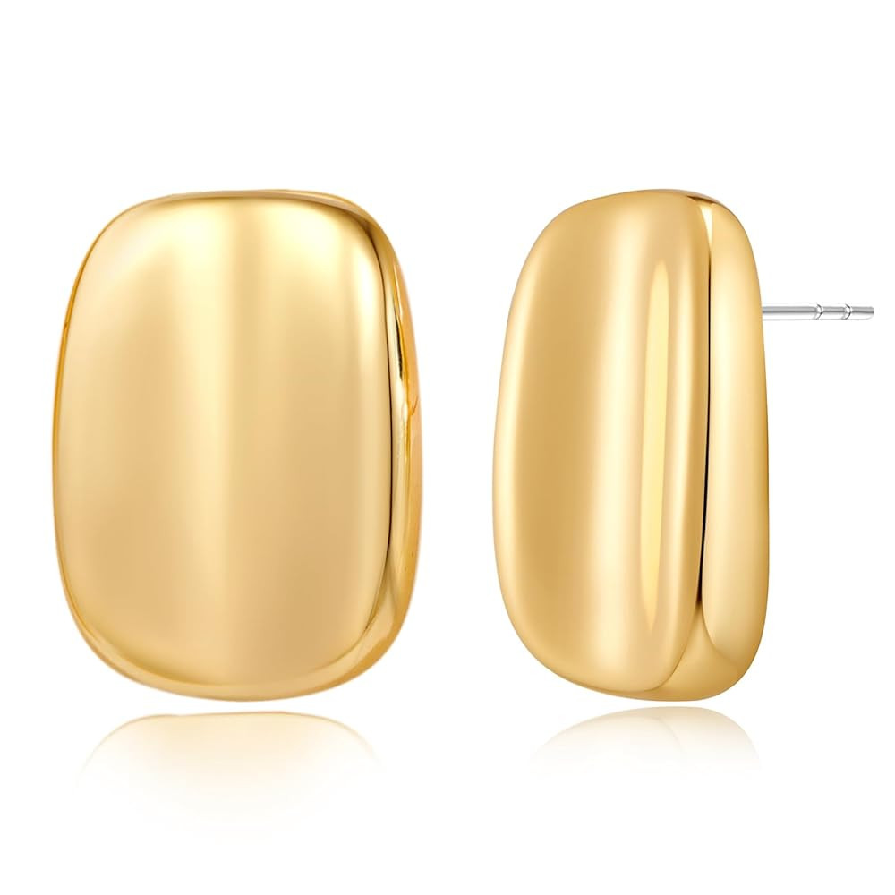 MUYAN Chunky Thick Earrings for Women,Gold Silver Polished Earrings Lightweight Everyday Jewelry | Amazon (US)