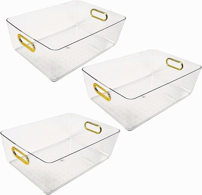 Moksha LifeStyle Clear Plastic Storage Bins Kitchen Organization, Pantry Storage, Fridge Organize... | Amazon (US)