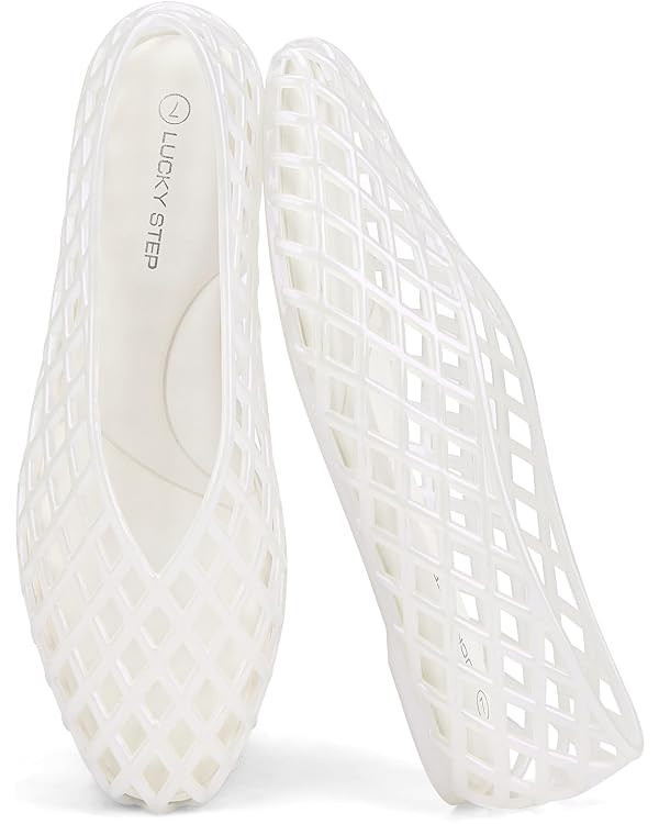 LUCKY STEP Women's Jelly Ballet Flats Mesh Casual Comfortable Jellies Shoes Clear Hollow Breathab... | Amazon (US)
