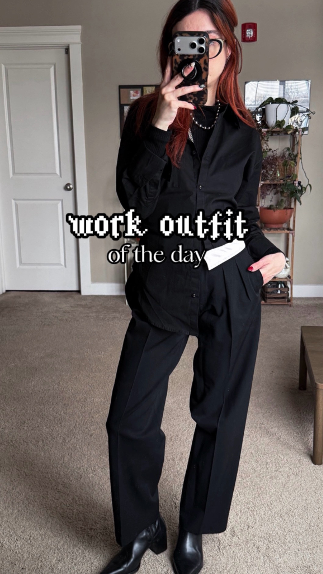 petal & pup button up - XS
bureau pants - 0
vagabond giselle boots - 7 TTS

all black style, all black office outfit, work style, aritzia style, aritzia outfits, corporate goth, alternative style, corporate style, all black outfit inspo, winter work outfit

#LTKWorkwear #LTKootd #LTKSeasonal