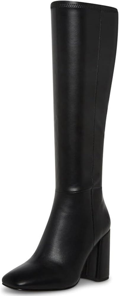 SOVANYOU Women's Faux Leather Tall Boots Fashion Square Toe Chunky Heel Knee High Boots with Side... | Amazon (US)