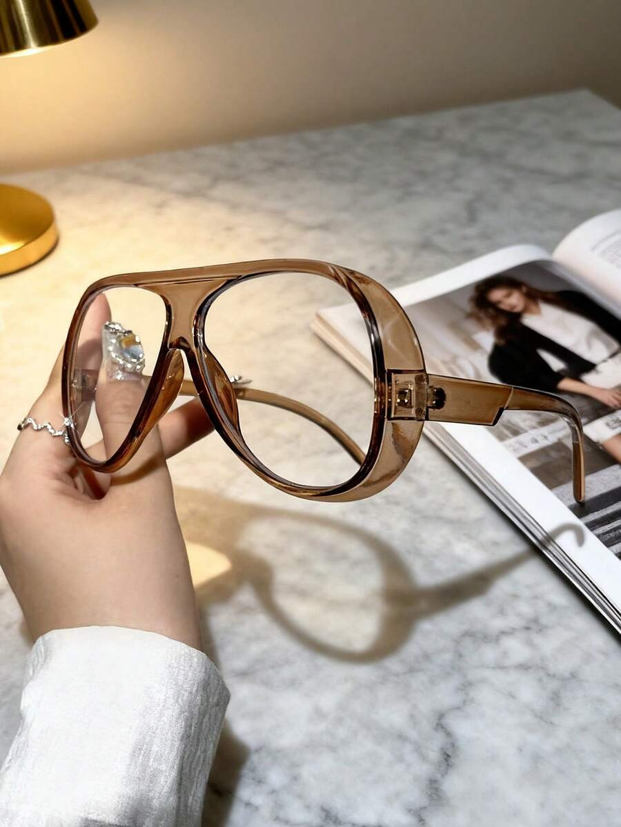1pc New Vintage Design Oversized Square Fashion Glasses Frame Transparent Glasses, High-End Stree... | SHEIN