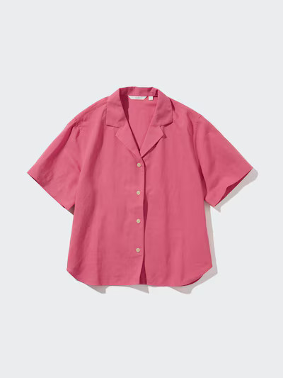 Leinenmix Bluse (offene Kragen, Kurzarm) | UNIQLO (DE)
