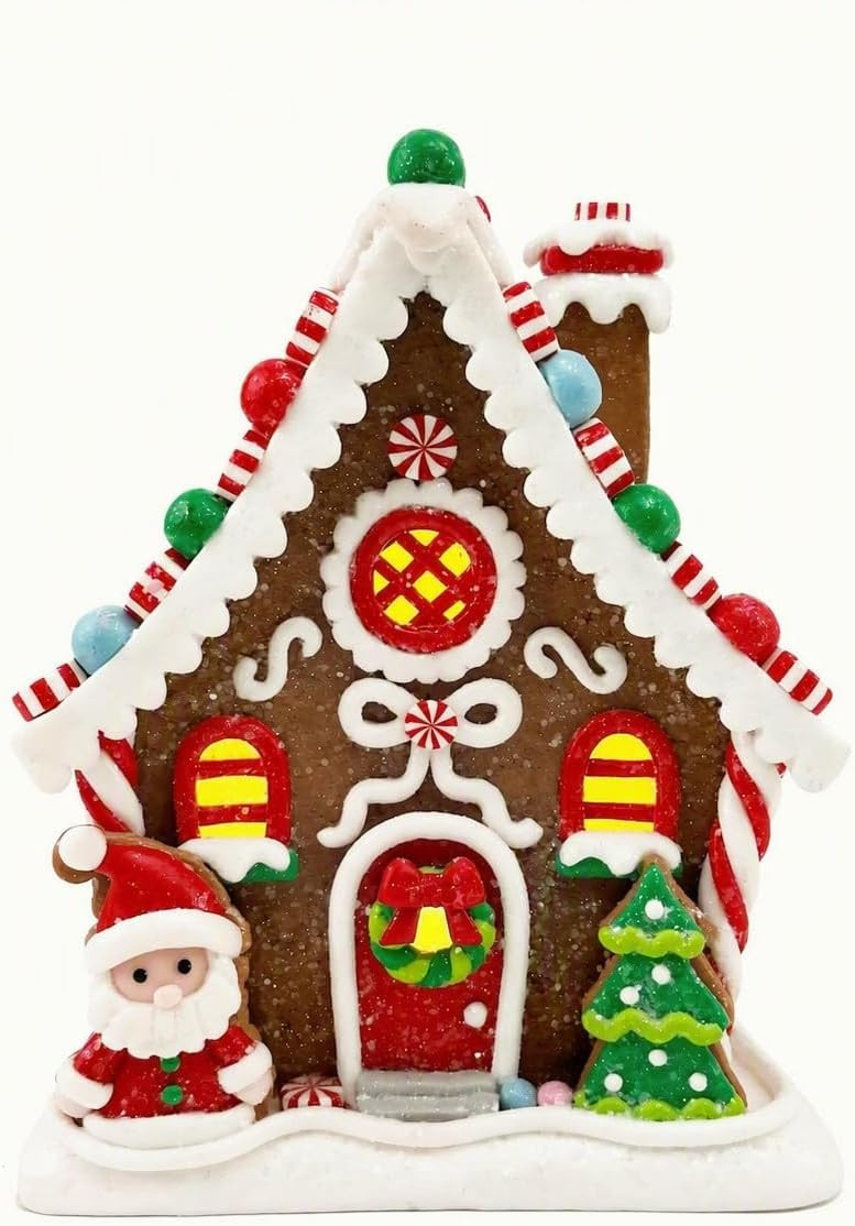 6.5-Inch Gingerbread House - Battery-Operated Light Up, Clay Dough | Amazon (US)