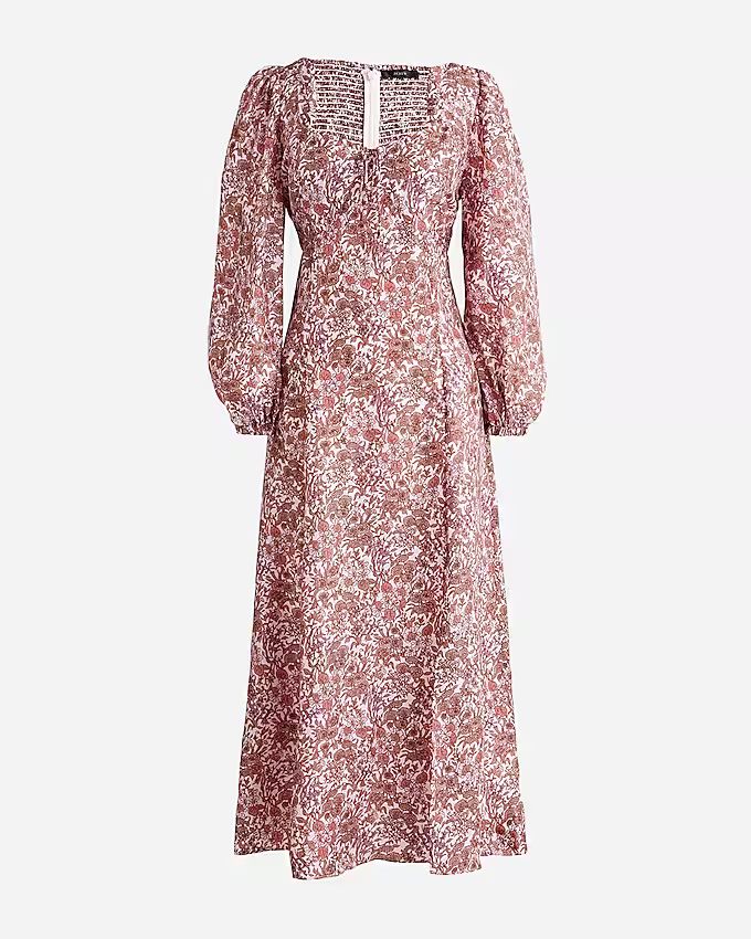 Sweetheart long-sleeve midi dress in fête floral | J.Crew US