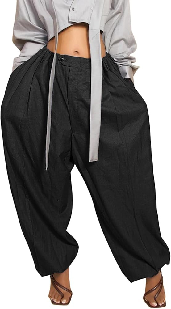 Voghtic Women's Balloon Harem Parachute Puffy Boho High Waisted Pants | Amazon (US)