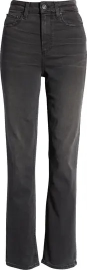 PAIGE Flaunt Accent High Waist Straight Leg Jeans | Nordstrom | Nordstrom