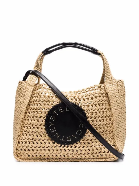 logo-patch woven raffia tote bag | Farfetch (UK)