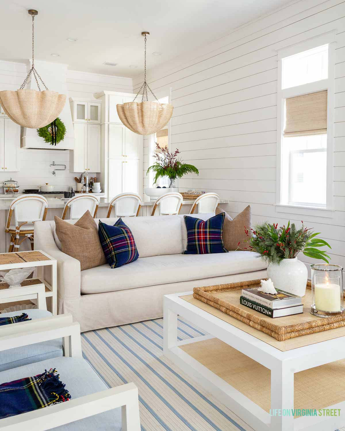 Coastal Florida Christmas living room // Ralph Lauren style holiday decor  

 #LTKHoliday #LTKSeasonal #LTKHome