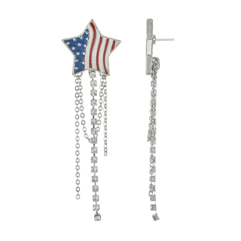 Way to Celebrate Americana Patriotic Star Chain Earrings | Walmart (US)