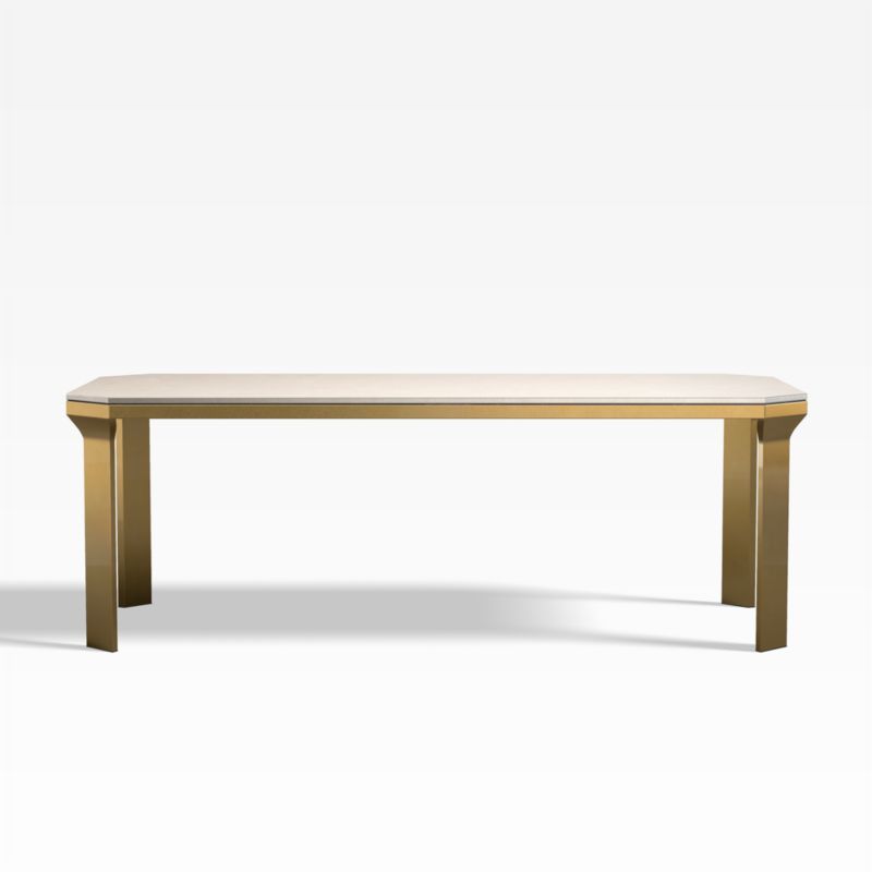 Catalyst 83" Concrete Dining Table with Brass Base + Reviews | Crate & Barrel | Crate & Barrel