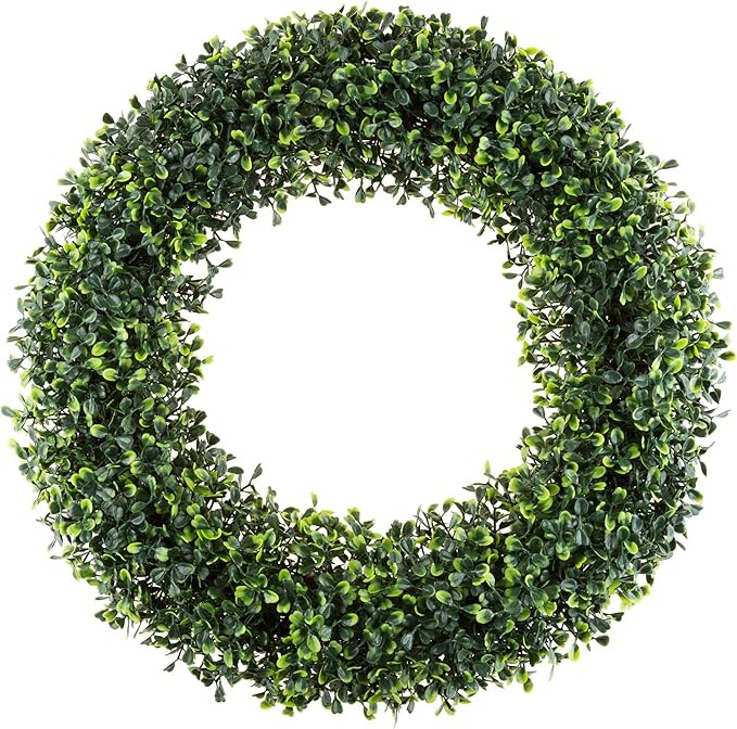 Pure Garden 50-150 19.5-Inch Artificial Boxwood Wreath for Front Door Home Decor, 19.5 Inches, Gr... | Amazon (US)