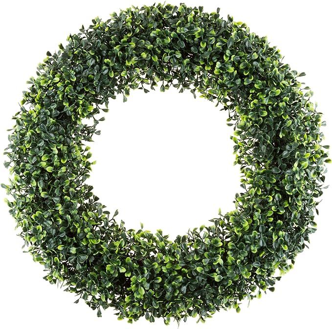 Pure Garden 50-150 19.5-Inch Artificial Boxwood Wreath for Front Door Home Decor, 19.5 Inches, Gr... | Amazon (US)