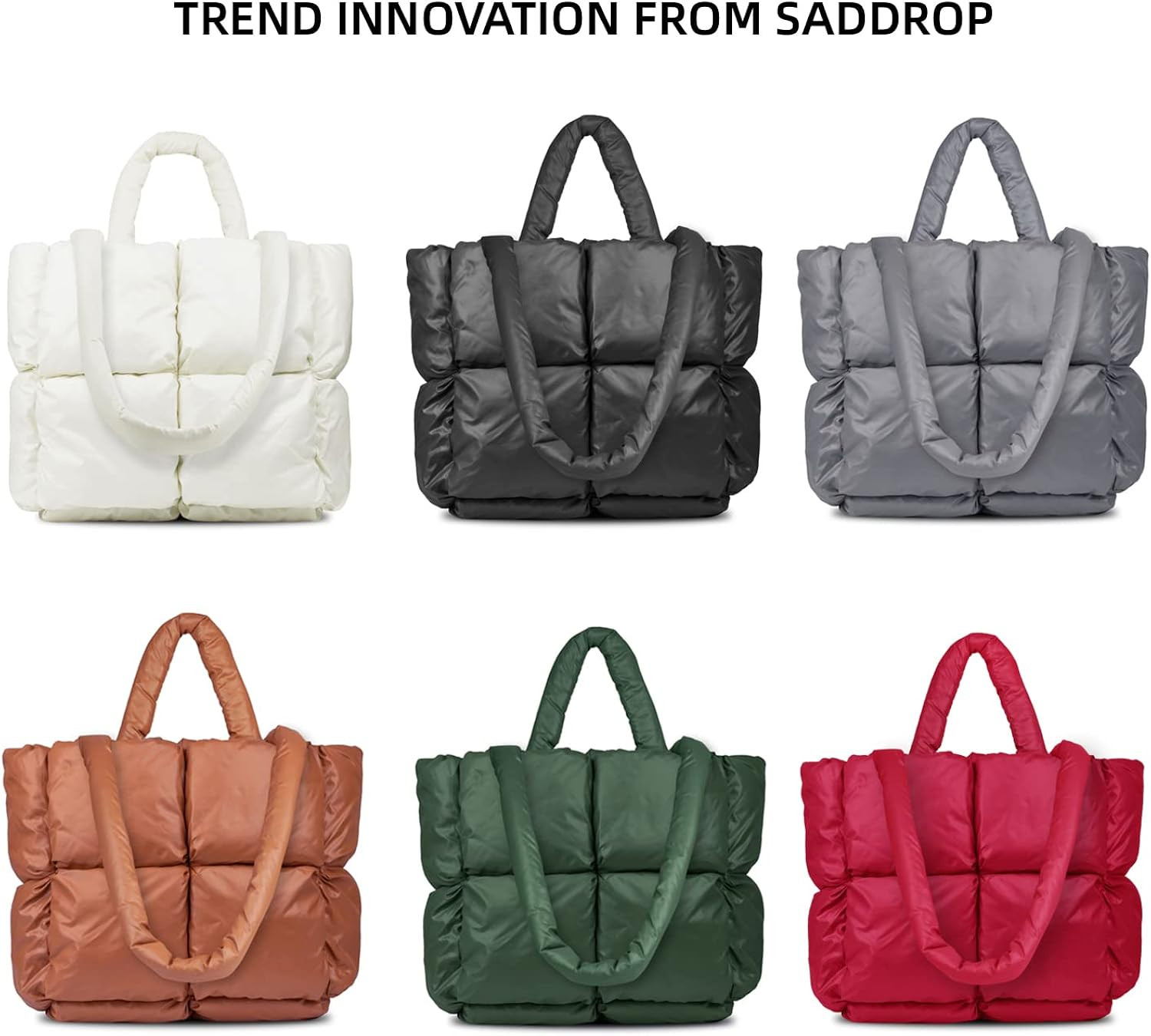 Ladies Large Quilted Tote Bag Winter Soft Quilted Shoulder Bag Down Shoulder Bag Ladies Handbag | Amazon (US)