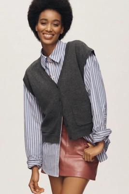 Maeve Cashmere V-Neck Cardigan Sweater Vest | Anthropologie (US)