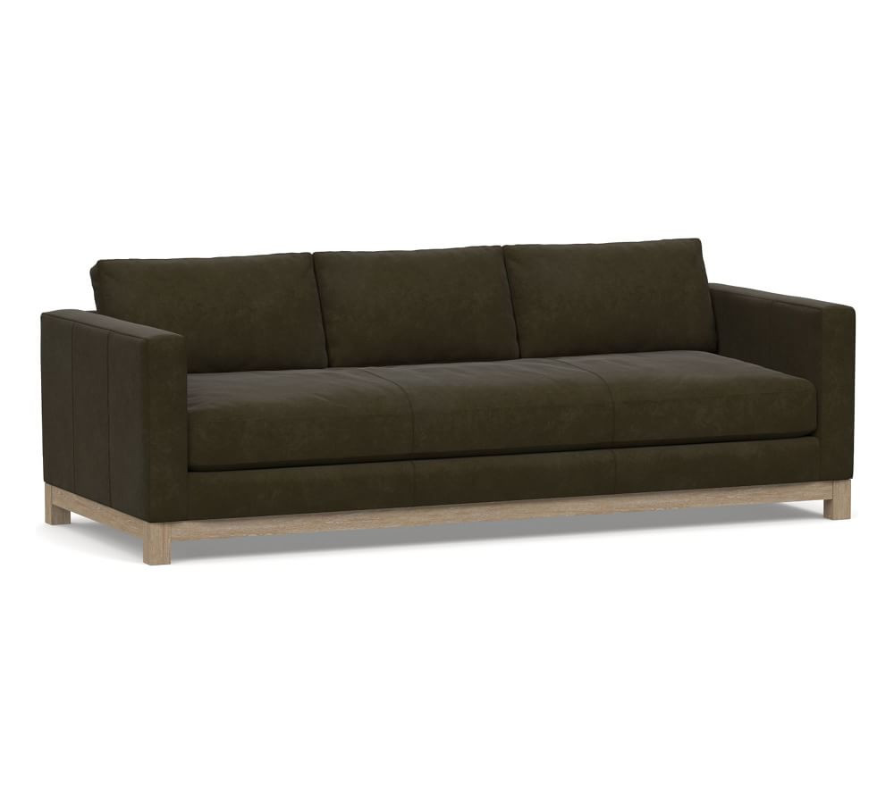 Jake Leather Sofa with Wood Base | Pottery Barn (US)