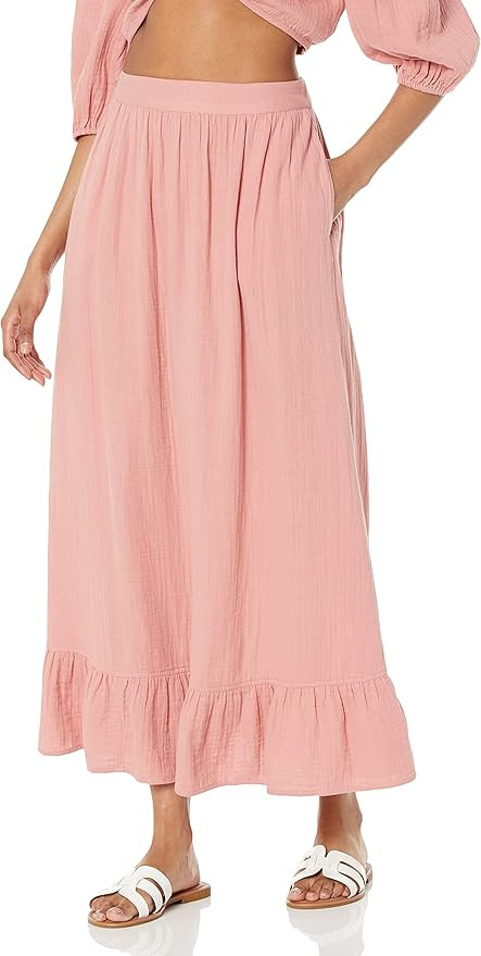 The Drop Women's Patria Gauze Pull-On Ruffle Hem Maxi Skirt | Amazon (US)