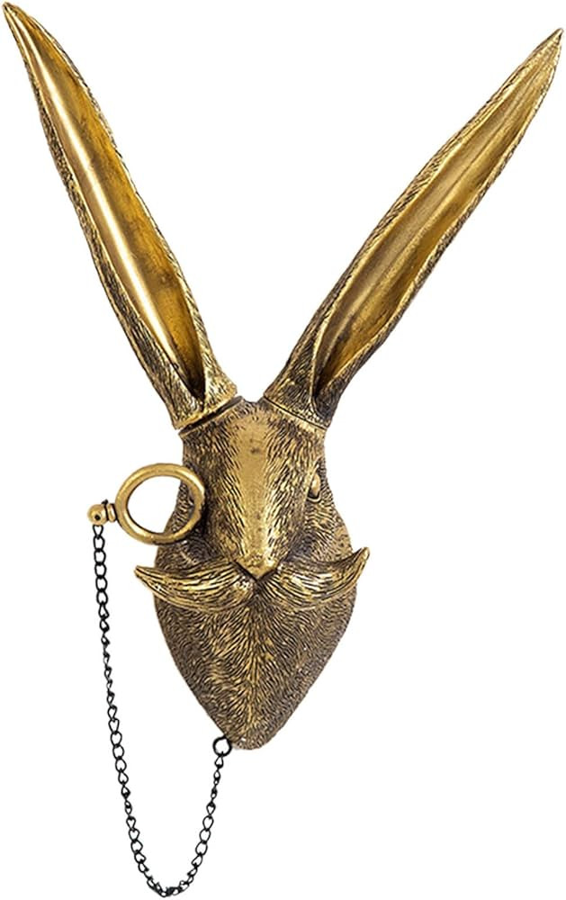 GUASDIE Animal Heads Wall Decor, Faux Deer Head Mount, Animal Sculptures Wall Decor, Resin Animal Head Wall Hanging Decoration for Living Room Bedroom Kitchen Gift,Rabbit | Amazon (US)