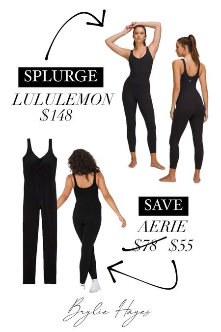 Splurge vs. save — black jumpsuits! 
Loving this look for fall🖤

Lululemon • Aerie • Deal • Sale • Fashion • Jumpsuit • Athletic • Casual • Comfy • Black jumpsuit • Romper • Yoga • Women’s fashion • Wellness 

#LTKsalealert #LTKstyletip #LTKfindsunder100