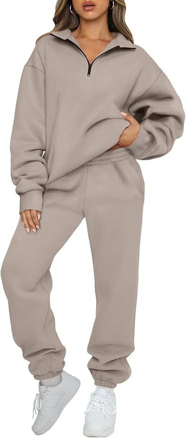 AUTOMET Women's Sweatsuits 2 Piece Outfits Lounge Sets Long Sleeve Half Zip Pullover and Baggy Sw... | Amazon (US)