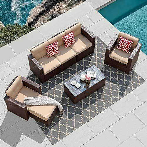 Super Patio 7 Piece Patio Furniture Set, Patio Conversation Sets, All-Weather PE Wicker Outdoor Sect | Amazon (US)