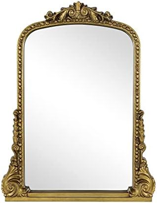 Traditional Ornate Frame Arch Mantel Wall Mirror Baroque Inspired Bathroom Vanity Rectangle Wall ... | Amazon (US)