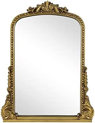 Amazon.com: Traditional Ornate Frame Arch Wall Mirror Baroque Inspired Bathroom Vanity Rectangle ... | Amazon (US)