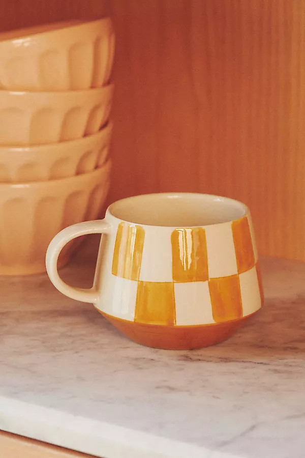 Checkered Stoneware Mug | Anthropologie (US)
