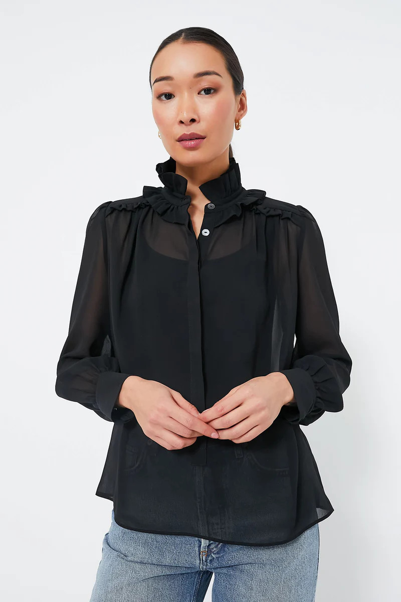 Black Sheer Elana Blouse | Tuckernuck (US)