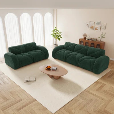 Comfy Green Velvet Sofas, 2+3 Seater Modern Style For Living Room | Wayfair North America