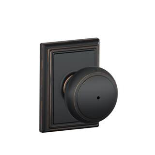 Schlage Andover Aged Bronze Privacy Bed/Bath Door Knob with Addison Trim F40 AND 716 ADD - The Ho... | The Home Depot
