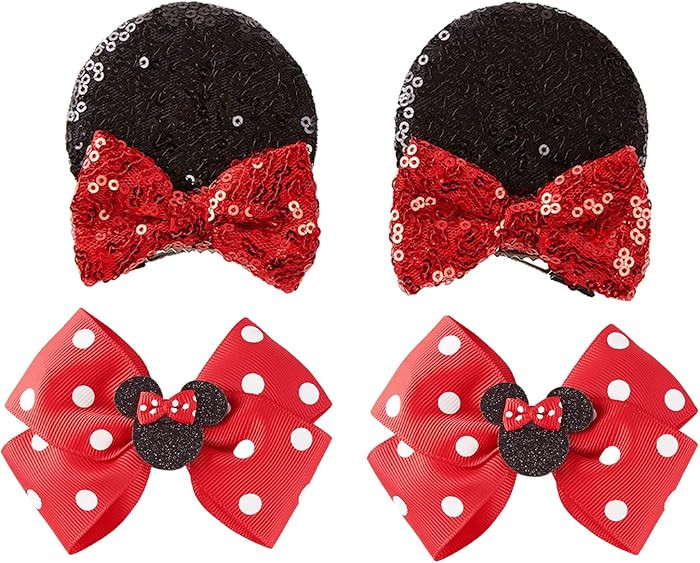 2 Pairs Mouse Ears Hair Clips & Mouse Hair Bows Barrettes for Women Girls Accessories Birthday Pa... | Amazon (US)
