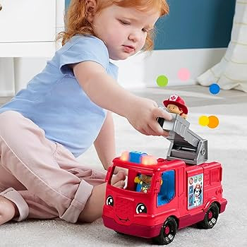 Fisher-Price Little People Toddler Toy Fire Truck Musical Push-Along Vehicle with 2 Figures for P... | Amazon (US)