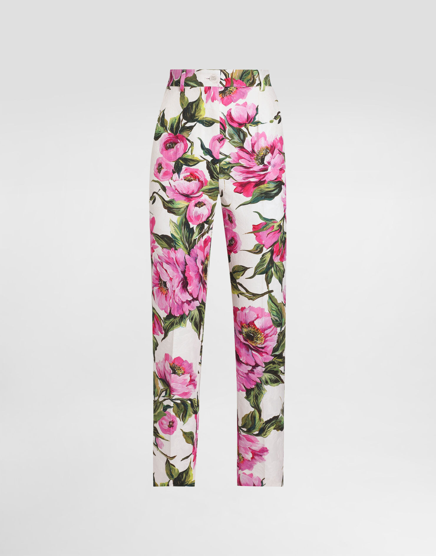 Peony-print cotton jacquard pants | Dolce & Gabbana US