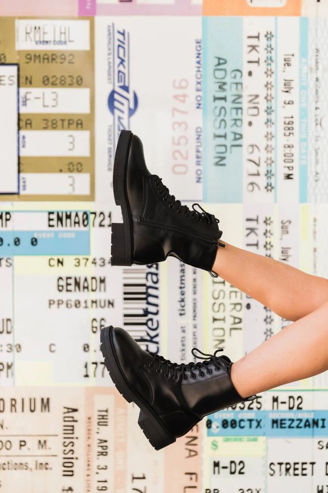 Kool Girl Black Kombat Boots - Krista X Pink Lily | Pink Lily