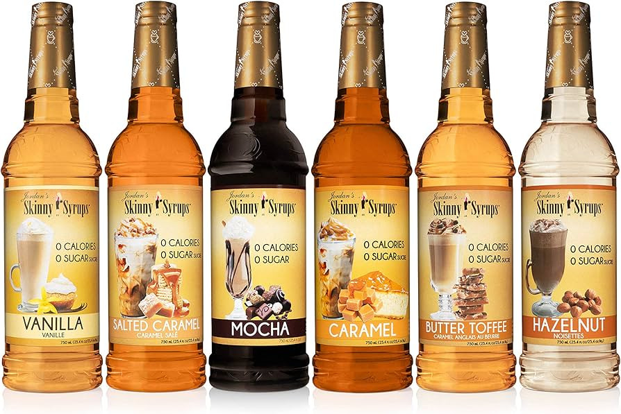 Jordan's Skinny Syrups Sugar Free Coffee Syrup, Vanilla, Salted Caramel, Hazelnut, Mocha, Butter ... | Amazon (US)