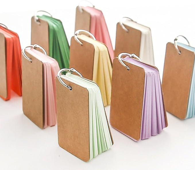 BinaryABC Study Cards, Mini Blank Flash Cards,Multicolor Card Kraft Paper with Metal Binder Ring,... | Amazon (US)