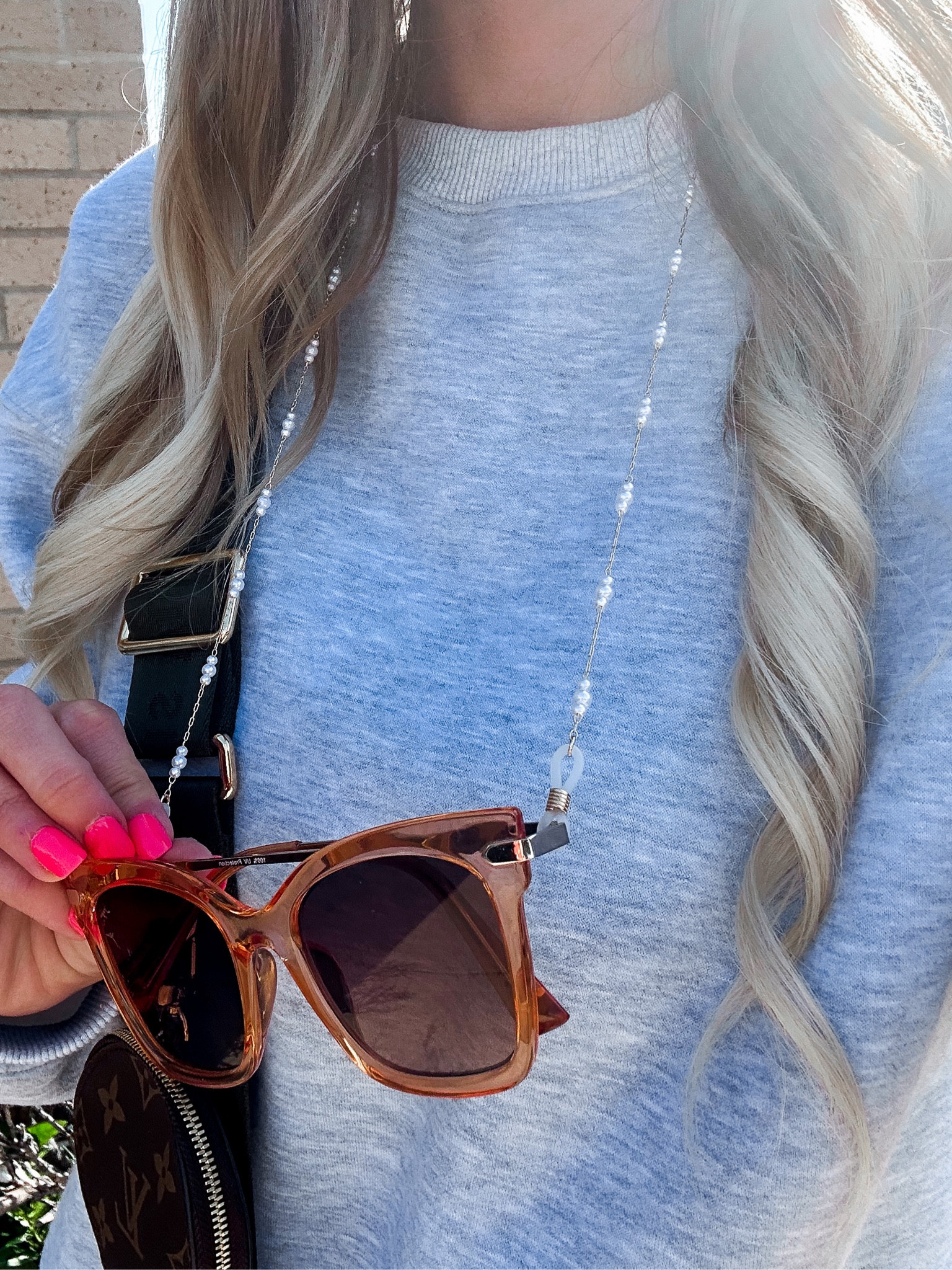On sale now! My favorite glasses chain on sale for $26 😍 So many sale options available. Paired with the coziest Amazon sweatshirt that has quickly become my new fave (wearing small) 

#LTKunder50 #LTKstyletip #LTKsalealert