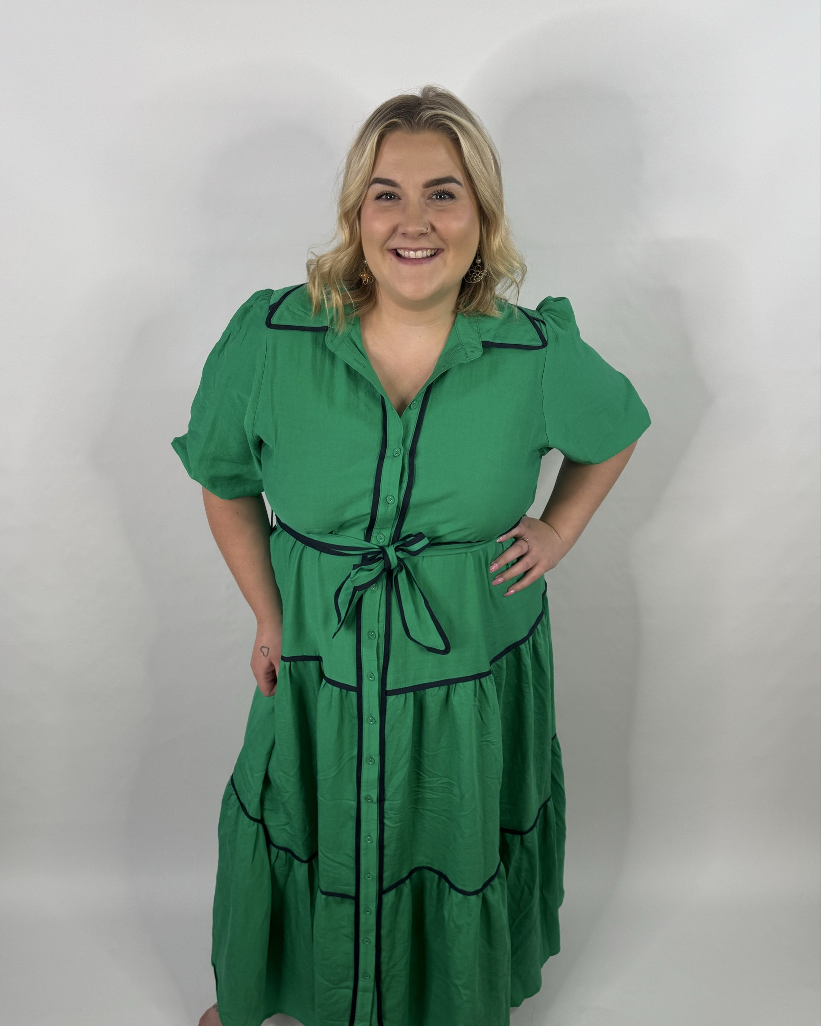 Getting into the Christmas spirit with this stunning green maxi with black piping from Salty Crush! DC: MONTANAJADEXOSC15 for 15% off!

#LTKcurves #LTKplussize #LTKworkwear