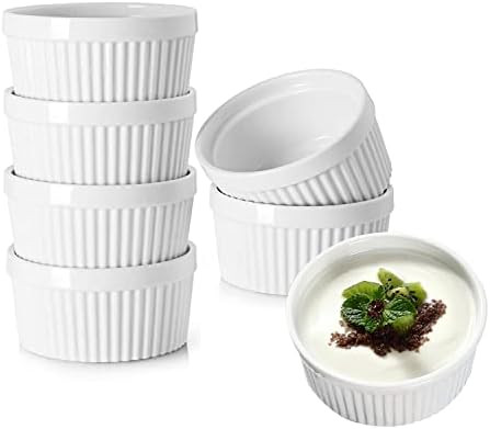 Set of 6 4 oz White Porcelain Ramekins Bakeware, Ceramic Souffle Dishes, Baking Cups for Custards... | Amazon (CA)