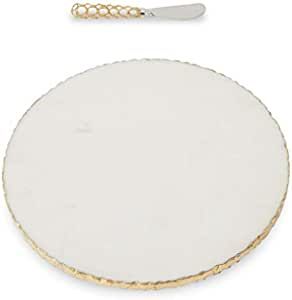 Amazon.com: Mud Pie Gold Edge Marble Serving Board Set with Spreader, One Size, White : Home & Ki... | Amazon (US)