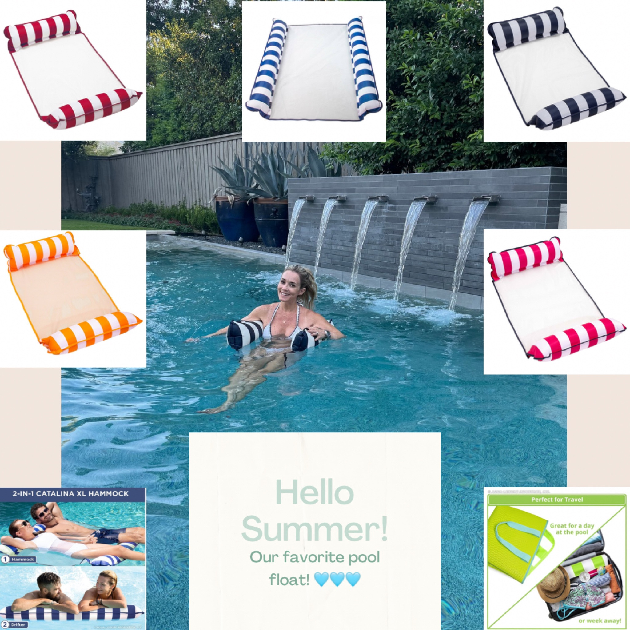 Our favorite pool float! Comes in 7 different colors: navy blue, burgundy, royal blue, aqua blue, pink, orange, yellow, and lime green. It is perfect for travel too, as it folds up in a flat square and takes up no room! And you don't need a pump, either! Plus, they're cute with the stripes! 🩷❤️🧡💛💚🩵💙

#LTKFindsUnder50 #LTKTravel #LTKSwim