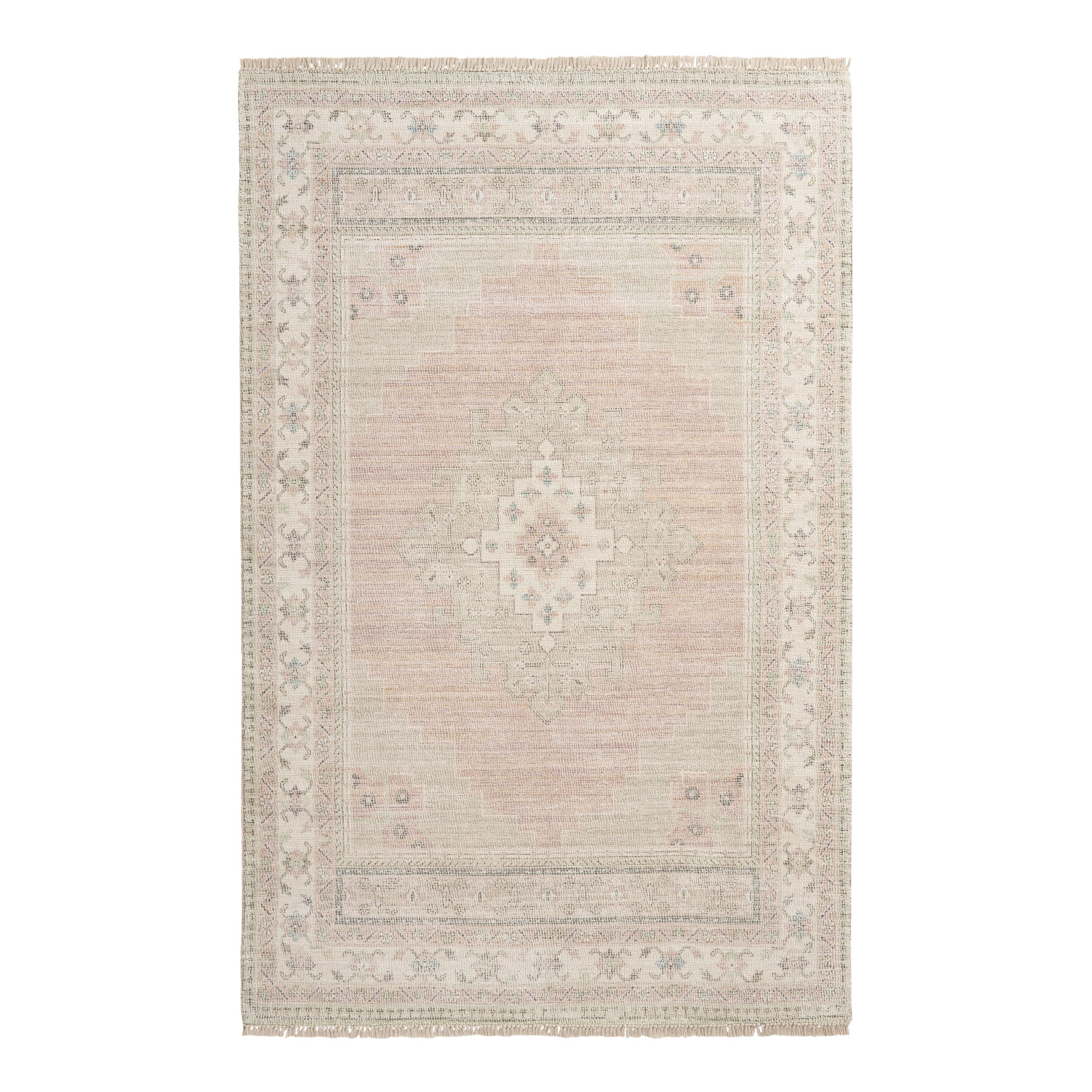 Charlotte Peach and Taupe Viscose and Wool Area Rug | World Market